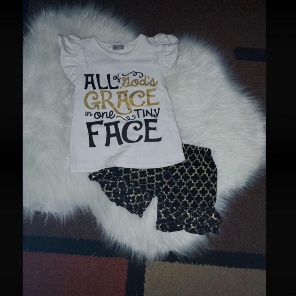 Girl’s boutique religious matching set outfit 18-24m EUC